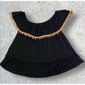 Lane Bryant Off The Shoulder Womens Top Swing Tiered Blouse Size 14/16